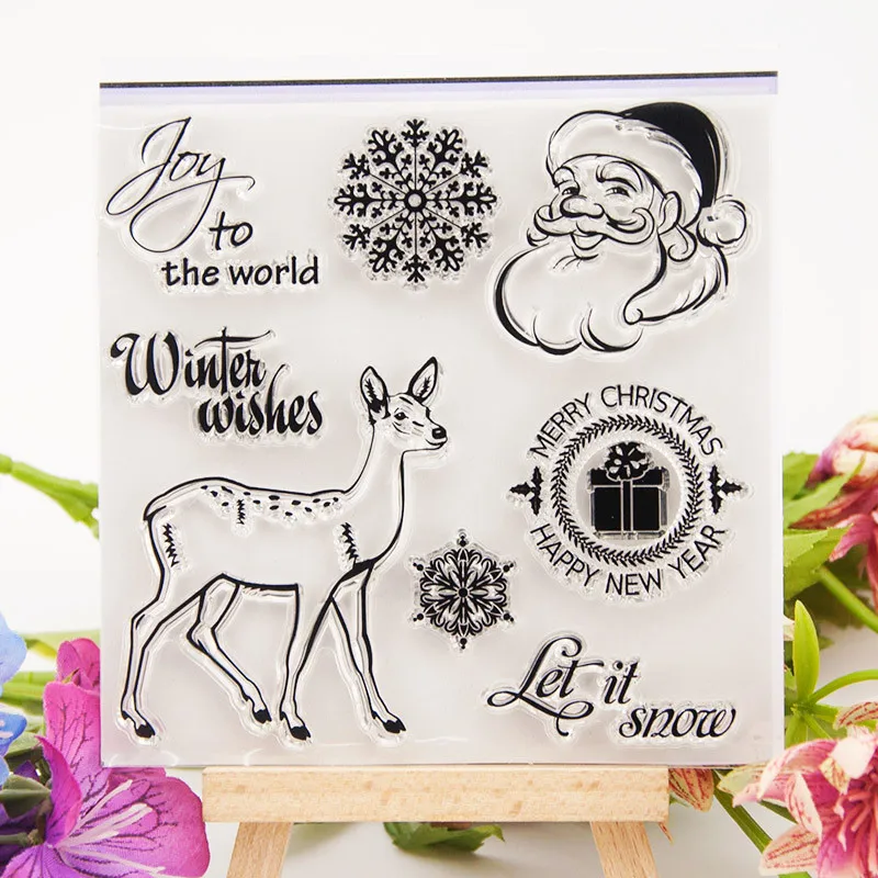 

Christmas Transparent Stamps for DIY Scrapbooking Card Santa Claus Clear Stamps Making Album paper Craft Decoration New Stamps