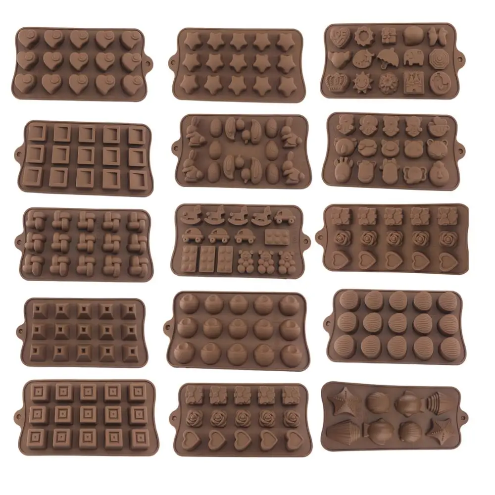 Silicone Chocolate Mold 14 Shapes baking Tools Non-stick cake mold Jelly and Candy 3D DIY best tools | Дом и сад