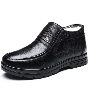 

Luxury Brand Men Winter Genuine Leathe Boots Warm Thicken Fur Men's Ankle Boots Fashion Male Business Office Formal Leather Shoe