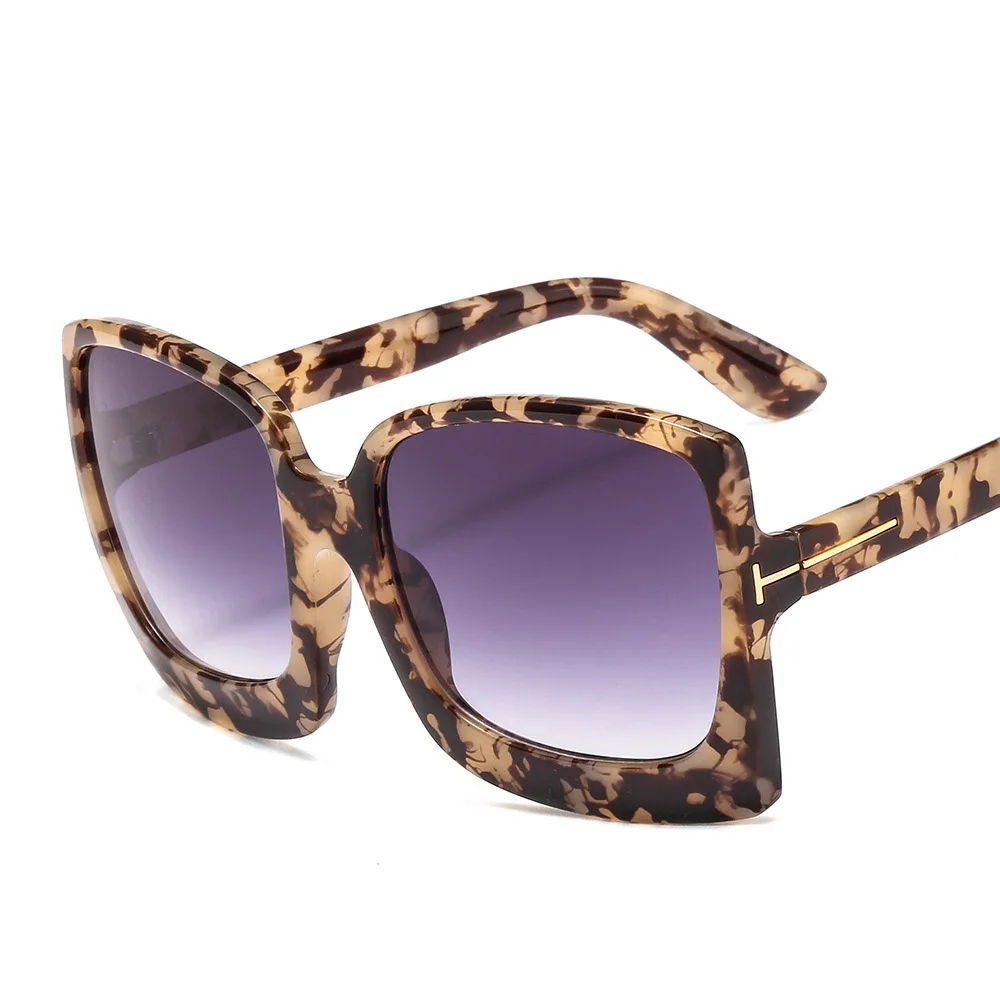 Негабаритные прямоугольные солнцезащитные очки для женщин винтажные черные солнцезащитные очки с Т-образной рамой мужские роскошные брендовые черные тёмные очки UV400 Новая мода - Цвет линз: 2