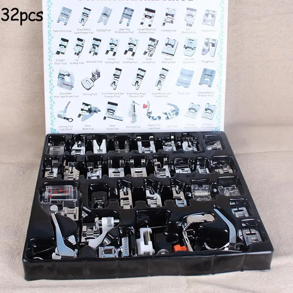32pcs 42/16 шт вязальная игла домашняя швейная машина оплетка слепой стежок Штопальная прижимная лапка набор для Brother Singer - Цвет: 32pcs