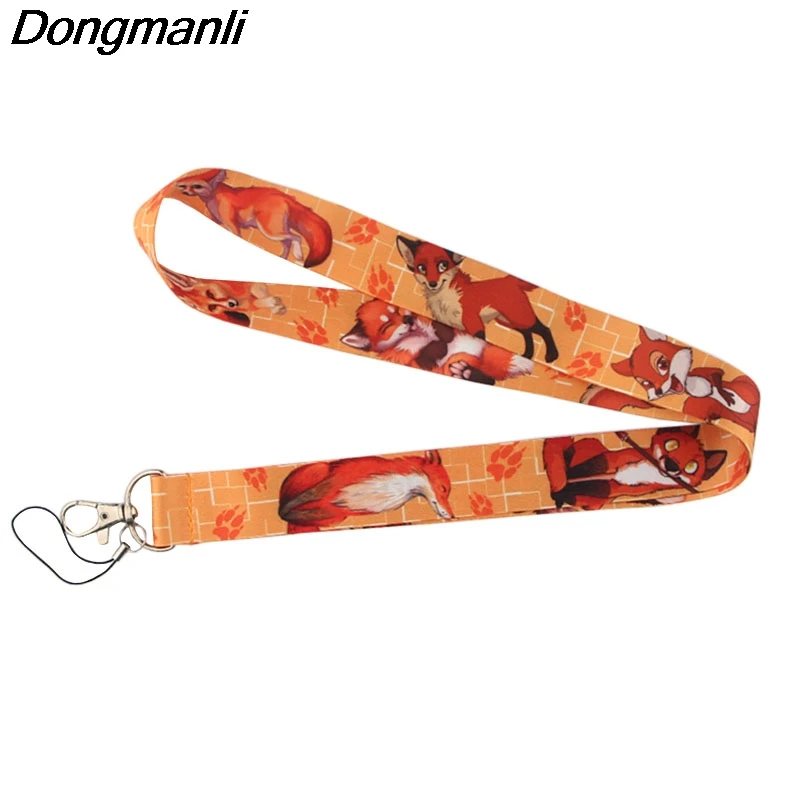 

P3979 Wholesale 24pcs/lot Animal Fox Leopard Keychain Lanyards Id Badge Holder ID Card Pass Gym Mobile Phone USB Badge Holder
