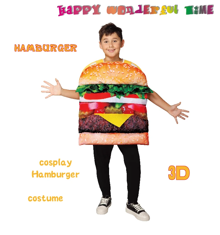 

Children'S Day Halloween Costumes Party Dress Funny Cosplay Costumes Food Hamburger Clothes Performance Stage Costume SL2242