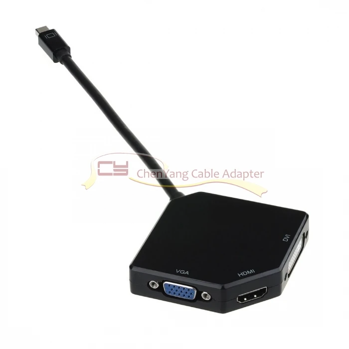 Mini Displayport DP к DVI адаптер VGA HDMI 3 в 1 для Apple MacBook Air iMac Pro черный