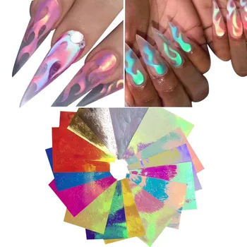 

Fashion Flame Reflections Nail Art Stickers 32PCS Nail Art Sticker Flame Reflections Tape Adhesive Foils DIY Decoration