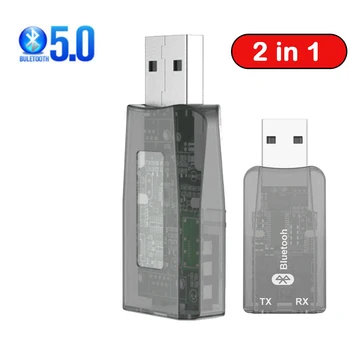 

USB Bluetooth transceiver Universal 2-in-1 Bluetooth 5.0 Dongle 3.5mm Jack send Stereo Car HIFI Audio adapter for TV PC Speakers