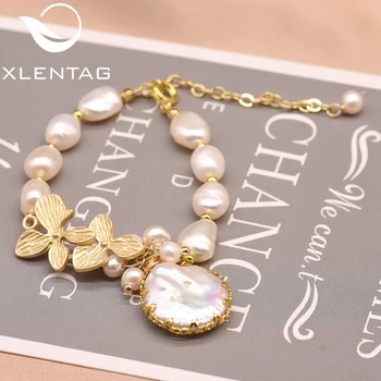 

XlentAg Fine Handmade Fresh Water White Pearl Leaf Bracelets For Women Girl Lovers' Party Engagement Gift Moda Mujer 2019 GB0184