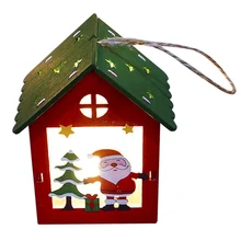 Светящийся деревянный дом Рождественские украшения Висячие украшения кулон DIY Декор рождественской елки NSV775