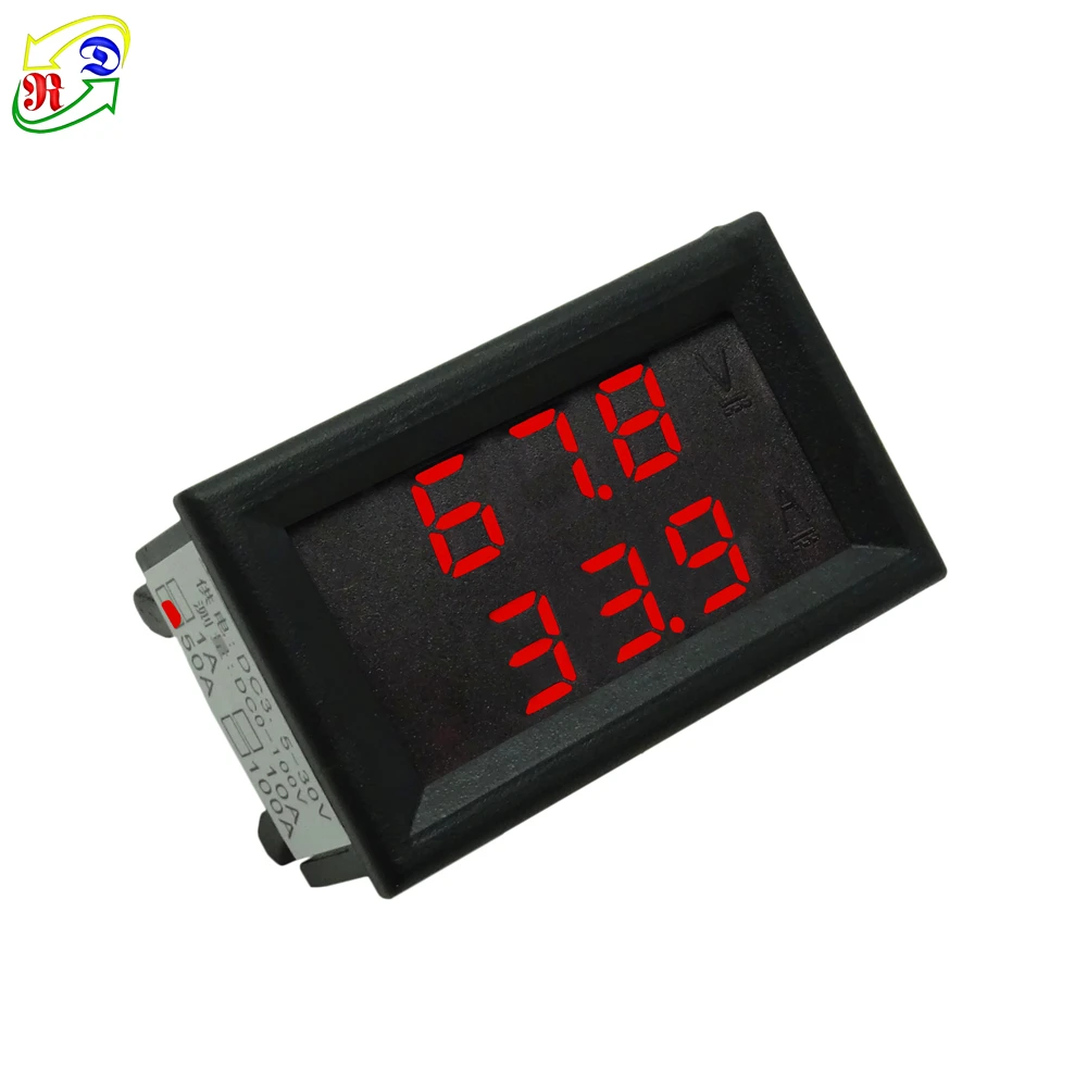 

RD dual LCD DC 100V 50A Voltmeter Current Volt Meter 5 wires No shunt Digital DC Voltmeter and Ammeter