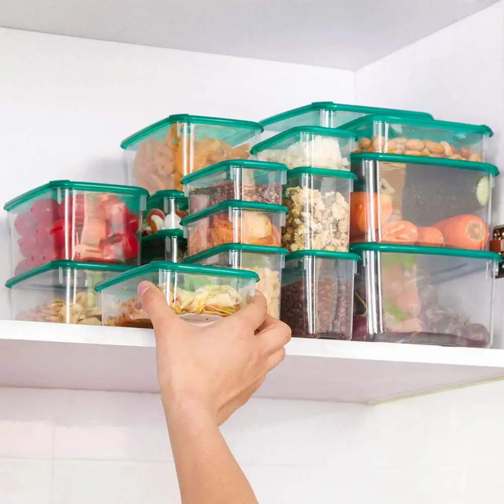 17pcs/set Kitchen Microwave Oven Refrigerator Seal Food Storage Box Container Clear Plastic Container Storage