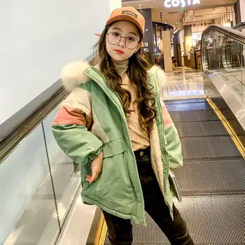 

Winter Girls jackets Children Plus velvet hooded Coat Thicker Warm Casual cotton coats parka kids jackets Y2528 For cold weather