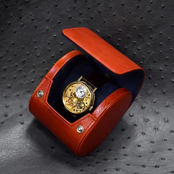 

1 slot luxury fashion women men home red color pu leather watch box mini style watch case holder good gift WT-99
