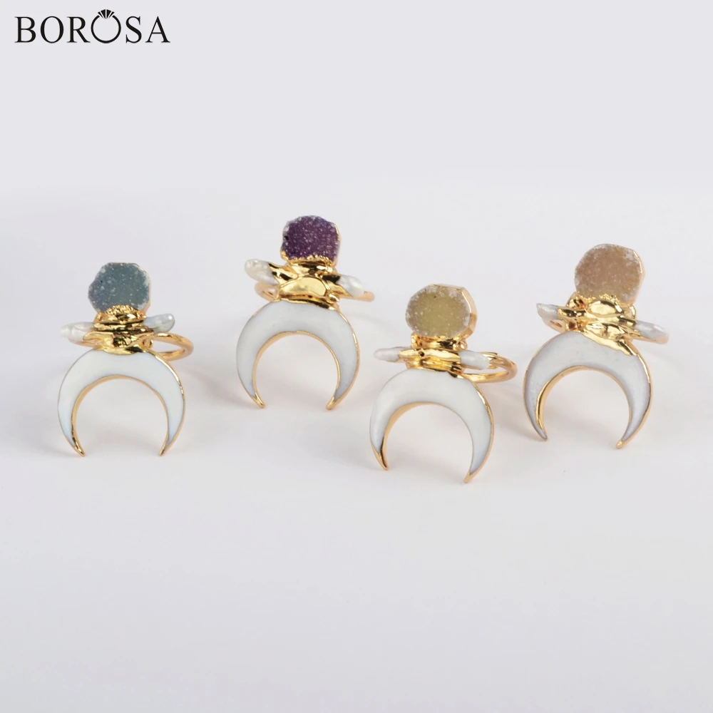 BOROSA 5 шт. Новое поступление полумесяц позолота натуральный белый корпус и кулон