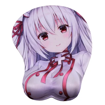 

FFFAS Anime Ms.Bow girl Tiger 3D Wrist Rest Mouse Pad Mat Cute Purple Hair Mousepad for Laptop PC
