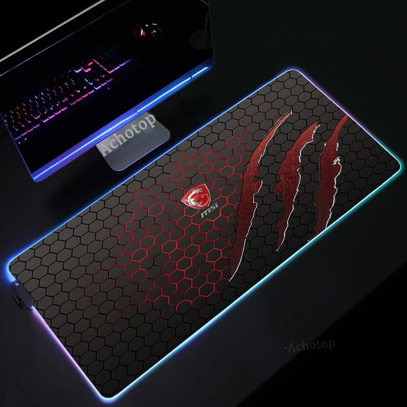 MSI Mouse Pad LED xl RGB Big Size Mousepad Gamer Play Mats Gaming for Keyboard Laptop Computer PC Desk Mat Pads Anime Mouse Mat