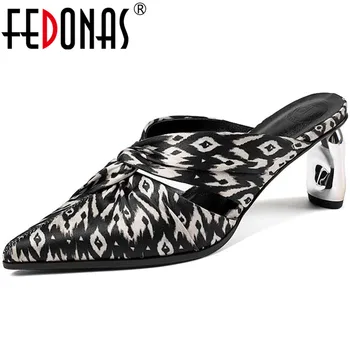 

FEDONAS Leopard Sexy Pointed Toe Women Mules Famale Classic Design High Heels Pumps Spring Summer Party Night Club Shoes Woman