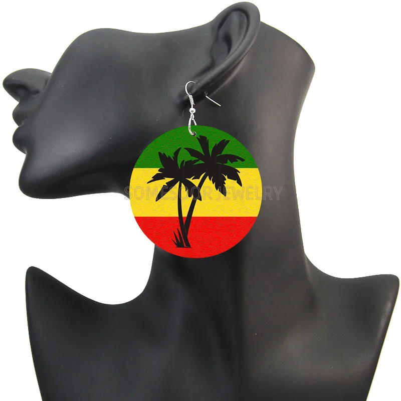 SOMESOOR One Love YA Africa цвета деревянные висячие серьги символ мира Лев Черный Рок поговорки афро мощность Висячие серьги для женщин Подарки