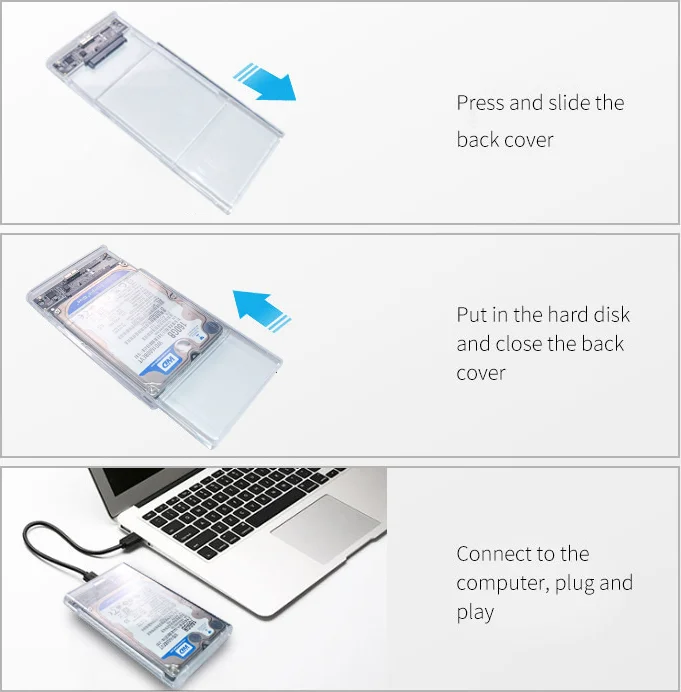 Puskill SATA3 Shell USB 3.1 Interface Suitable for 2.5-inch SATA HD Hard Disk SSD Hard Drive Mobile Enclosure Box