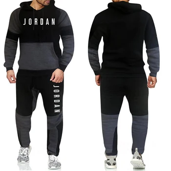 

Brand Fashion Tracksuit Warm Velvet sportswear Men Sport Patchwork Set Hoodie Sweatshirt GYMS Fitness Pants Workout Running Suit