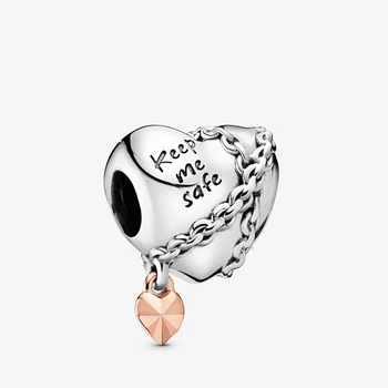 

2019 Autumn New 925 Sterling Silver Beads Chained Heart Charms fit Original Pandora Bracelets DIY Jewelry For Women