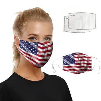 

Dustproof Windproof Foggy 1 Pack Dustproof Foggy Haze PM2.5 Mask With 2PC Filter Gasket Face American flag Mask