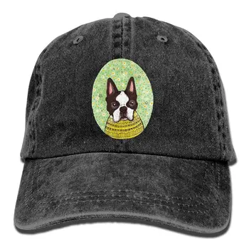 

Cute Boston Terriers Bulldog Denim Hat Adjustable Men's Plain Baseball Caps