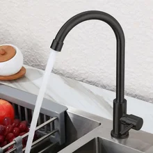 Matt black Single Cold kitchen faucet swivel kitchen  tap, Europe style total sink tap 304 stainless steel