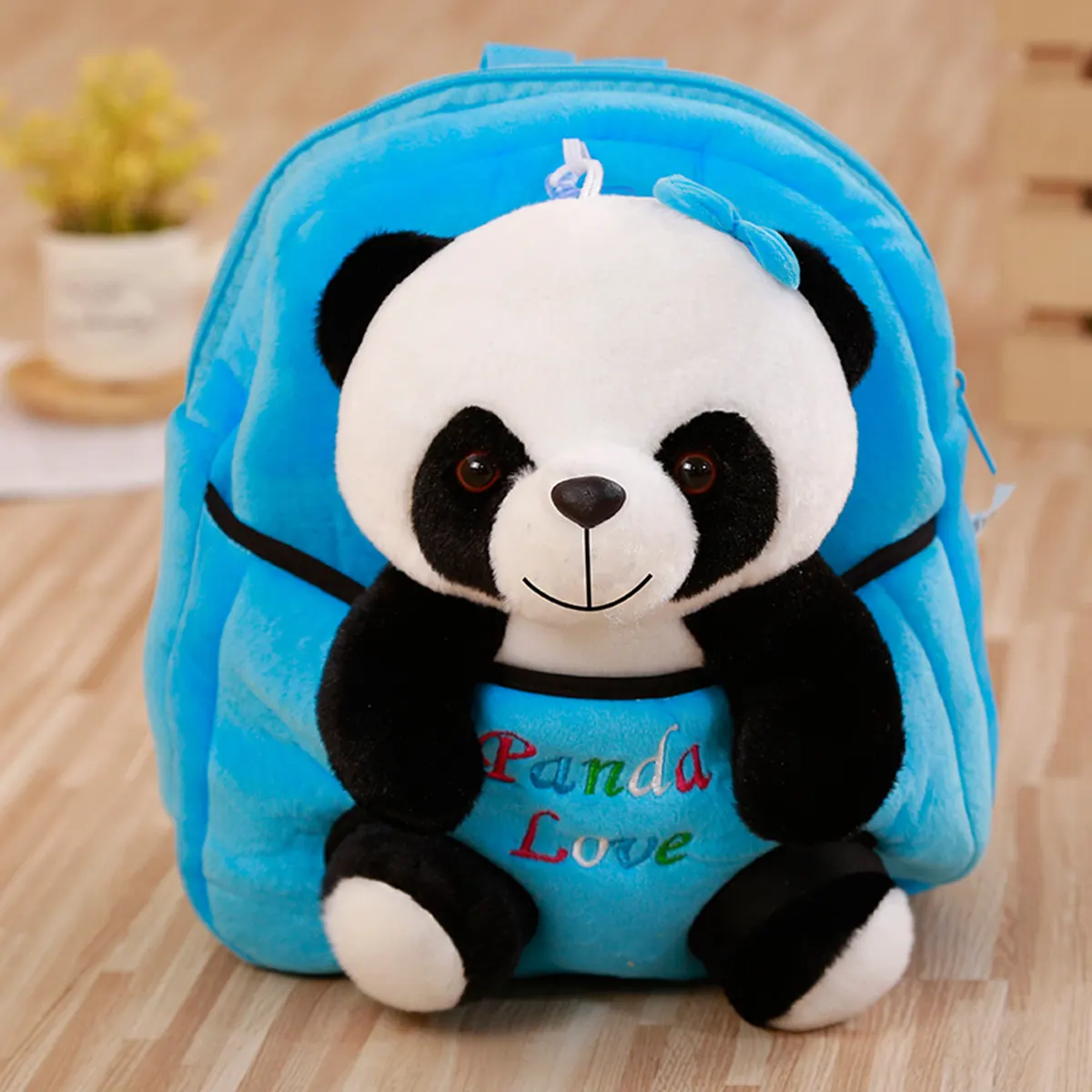 1 шт. Детский Рюкзак Kawaii Panda, сумки, маленькие плюшевые игрушки для детей, студентов, для девочки, мальчика, ребёнка, мягкая плюшевая кукла, подарок на день рождения - Цвет: blue
