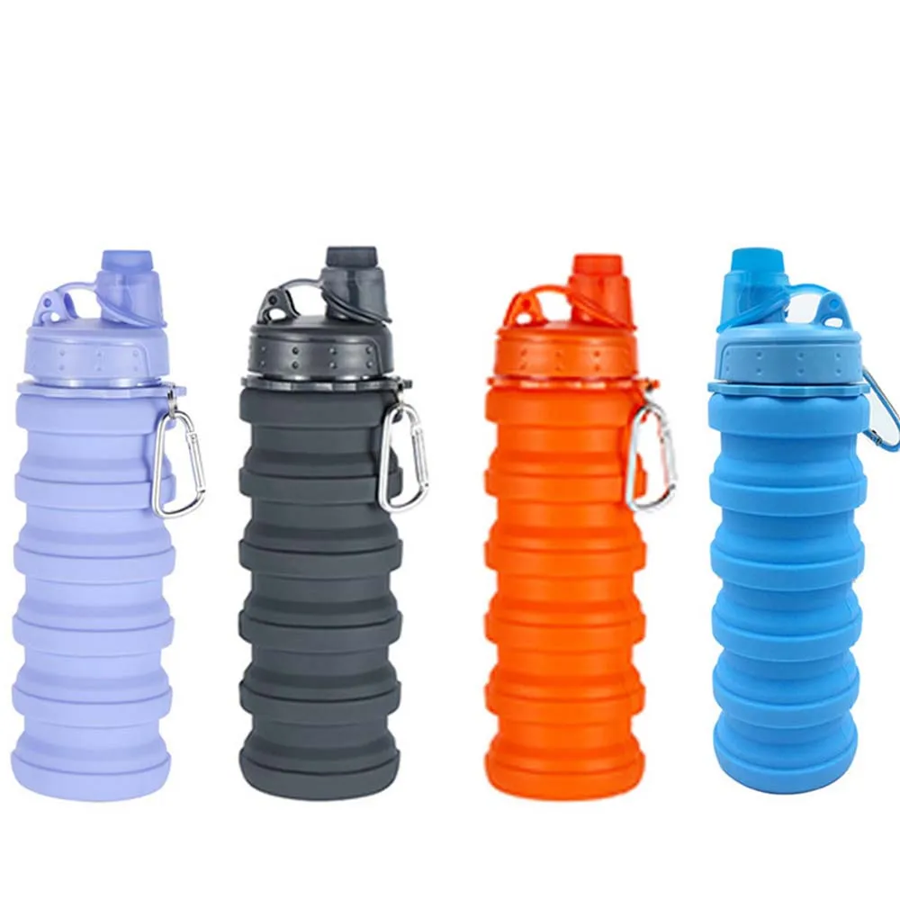 

500ML Portable Silicone Water Bottle Retractable Folding Coffee Bottle Outdoor Travel Drinking Collapsible Sport Drink Kettle