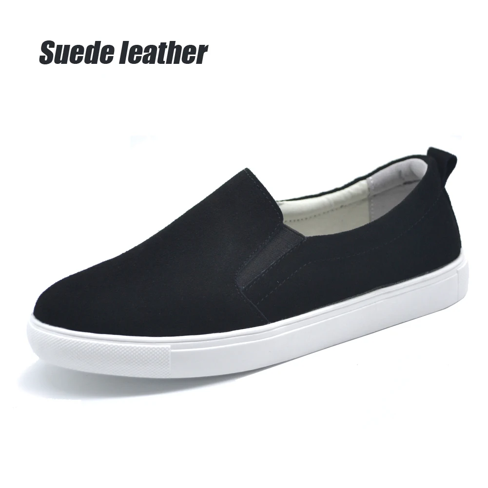 STQ/ г. женские весенние туфли на плоской подошве кожаные лоферы, балетки белые кроссовки Женская обувь без шнуровки черный теннисные туфли для женщин 505 - Цвет: 505 Black suede