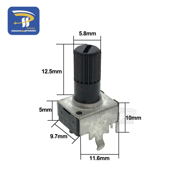 RV09 Vertical 12.5mm Shaft Adjustable Resistor 9 Type 3Pin Seal Rotary Potentiometer 10PCS 1K 2K 5K 10K 20K 50K 100K 1M 0932