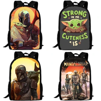 

The Mandalorian Baby Yoda Backpack Boba Fett Cosplay Props Unisex Schoolbag Star Wars Mandalorian Book Bag Yoda Boba Fett