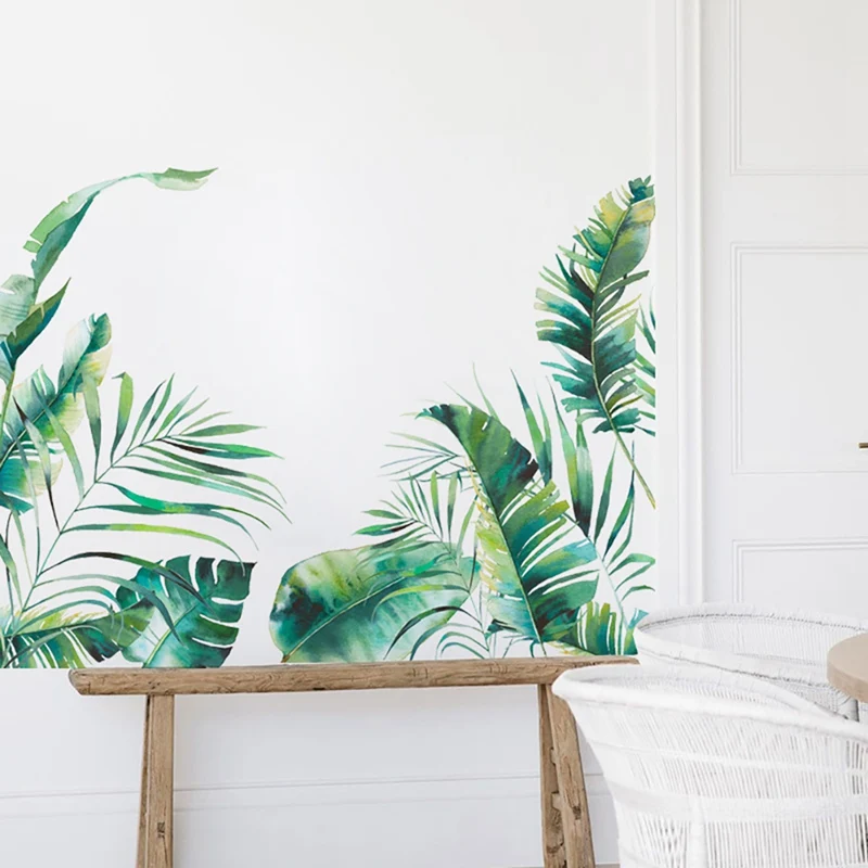 Ins Tropical Vegetation Wall Stickers Home Green Plant Simple Decorative Decoration | Дом и сад