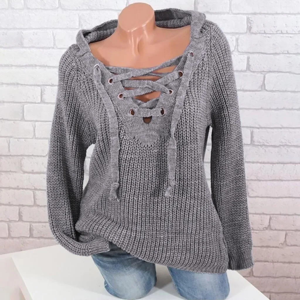 Women Sweater Women's Fashion Autumn/Winter Long Sleeve Hooded Pullover Knitted Sweaters Tops Sweters Women Invierno 2019