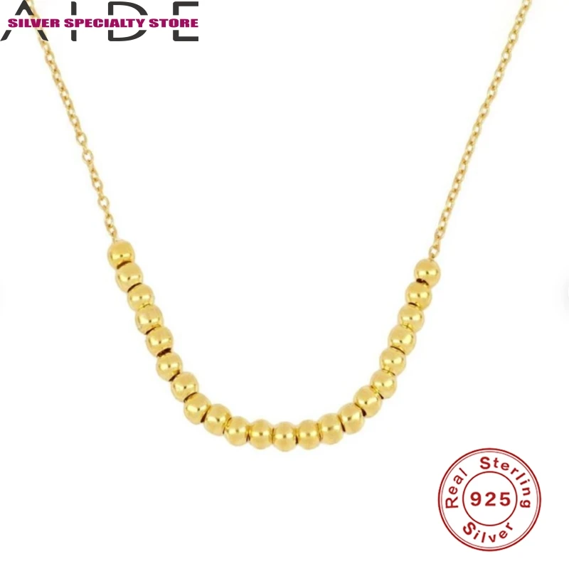 

AIDE Simple Bead Clavicle Chain 925 Sterling Silver Necklace For Women Jewelry Initial Choker Necklace Collares Bijoux Collar