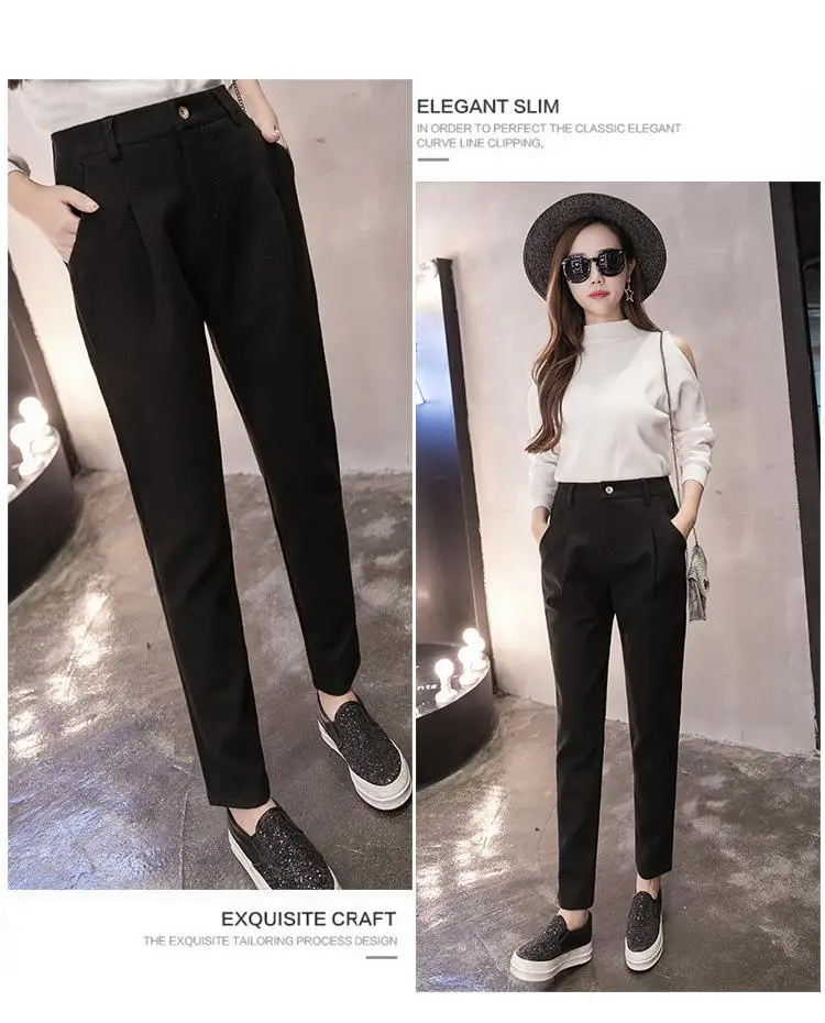 Женские шерстяные брюки осень зима женские винтажные теплые плотные брюки офисные женские штаны-шаровары женские шерстяные брюки-карандаш DV65