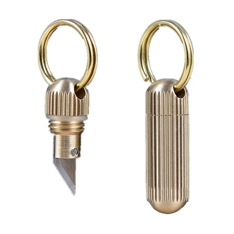 

Brass Capsule Mini Knife Outdoor Multifunctional EDC Tools Portable Keychain Express Knife Art Knife