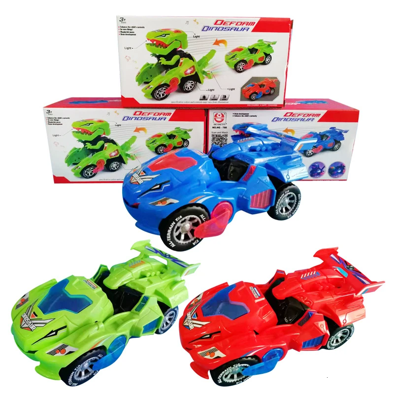 

Deformation Electric Dinosour Car Toy Universal Wheel Transformation Robot Vehicle With Lights Sounds Gift For Kids