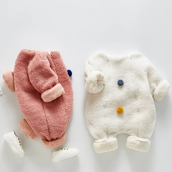

Korea Style Imitation Cashmere Romper Warm Jacket Climbing Clothing Newborn Boys Girl Cute Siamese Romper Baby Girl Jumpsuit
