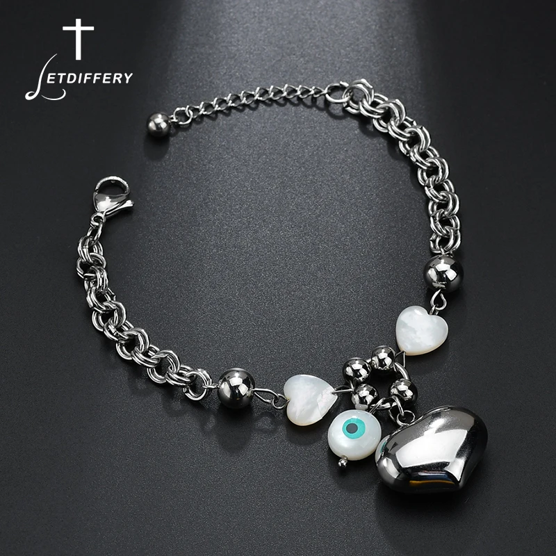 Letdiffery, нержавеющая сталь, сглаза, очаровательные браслеты, любовь, стразы в форме сердца, Женский амулет, свадебные украшения для девушки