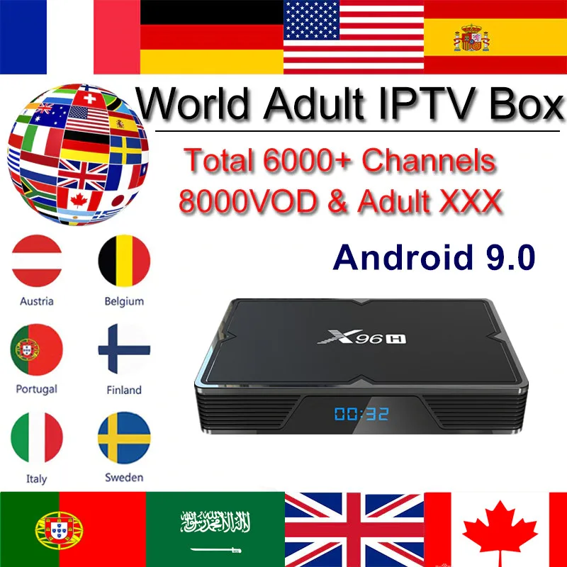 

New IPTV Box X96H smart tv box android 9.0+1 year IPTV subscription IPTV France Arabic Portugal Spain IPTV M3U Android tv box