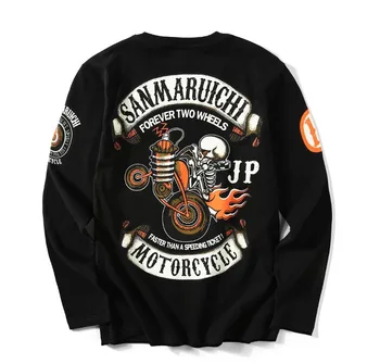 

New fashion hip hop style skull print casual loose long sleeve Pullover crew neck men's Sweatshirt