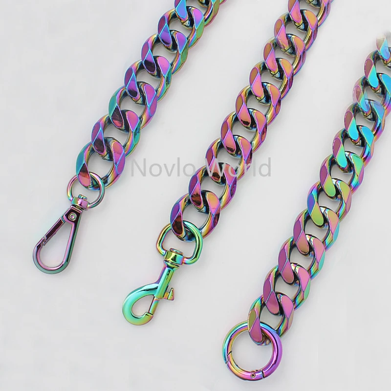 Rainbow 30-120cm 4 clasps 22mm Large Curb Light Thick Chain Durable Metal Snap Carabiner Purse Chain Drop Shipping