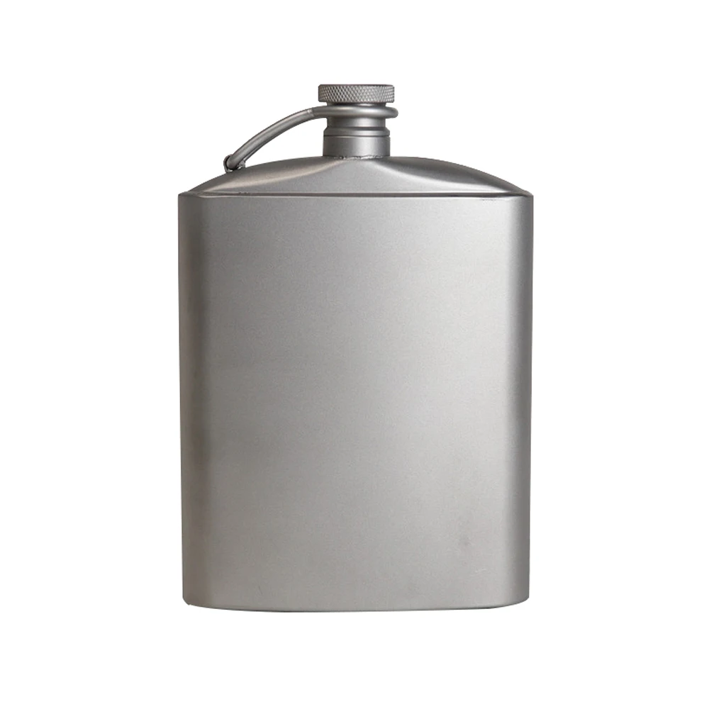 260ml/200ml Titanium Flask Wine Hip Flagon with Screw Cap Clip Ultralight Hydration Flat Bottle with Ti Funnel for Camping 3