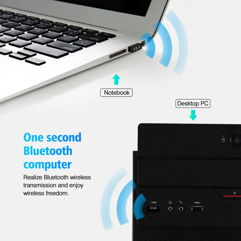 Adaptadores USB Bluetooth BT 5,0, adaptador inalámbrico USB para ordenador, receptor de Audio, transmisor, auriculares para portátil, Mini emisor BLE ► Foto 2/6