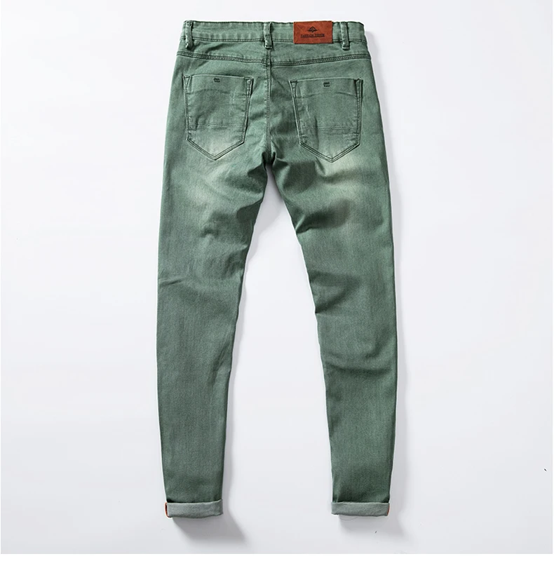 Mens Colored Jeans Stretch Skinny Jeans Men Fashion Casual Slim Fit Denim Trousers Male Green Black