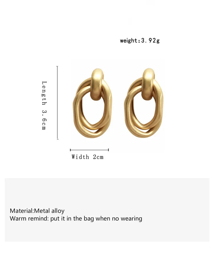 Новая мода металлическая матовая серьга темперамент хип хоп овальные золотые серьги для женщин ювелирные изделия для девушек студенческие подарки