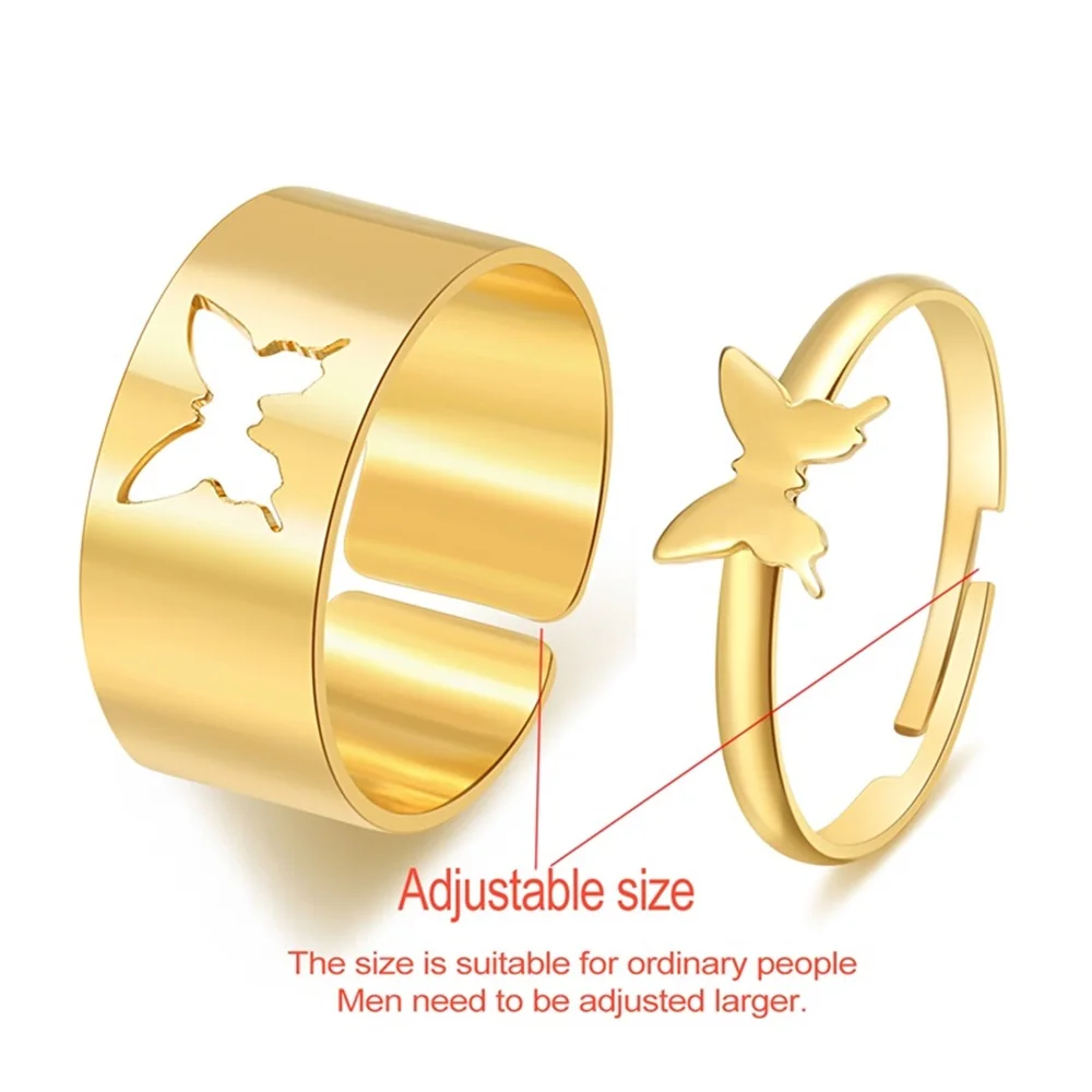 2Pcs Butterfly Rings Set For Women Men Lover Couple Ring Promise Matching  Friendship Silver Color Adjustable 2021 Trend Jewelry - AliExpress