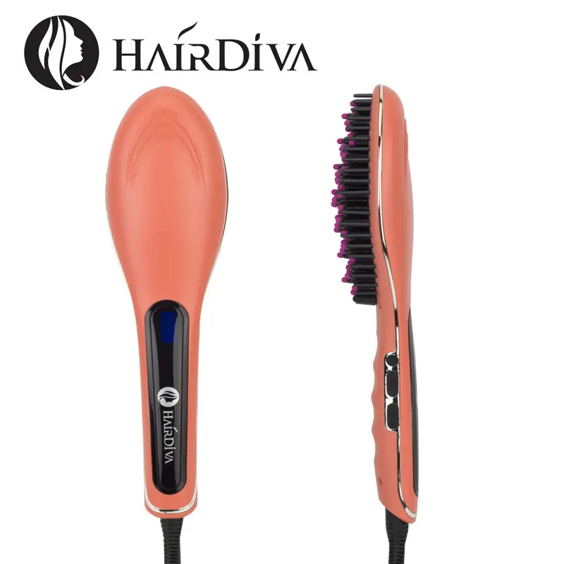 Выпрямитель для волос Diva 3 в 1, керамический утюжок для распутывания, горячая расческа, ЖК-массажер, быстрое выпрямление волос, расческа для выпрямления, расческа красного цвета