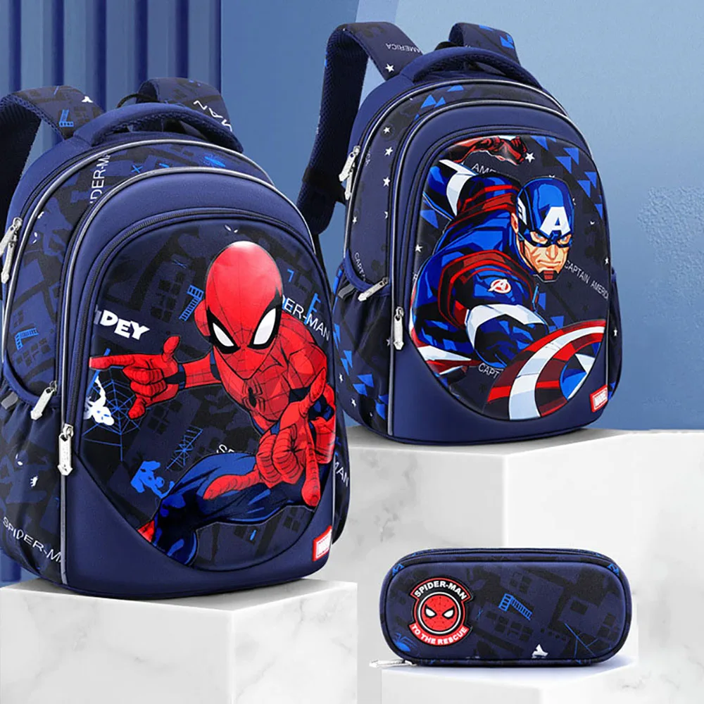 2021 New Disney Schoolbag Primary School Girls Boys Spider-Man Iron Man Children Captain America Printed Pattern School Backpack